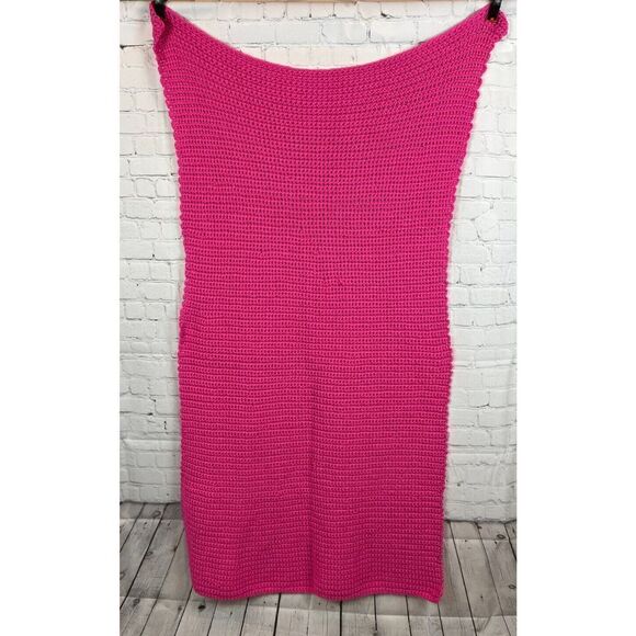 Unbranded Other - Handmade Acrylic Crochet Knit Afghan Blanket Granny pink NWOT #1
